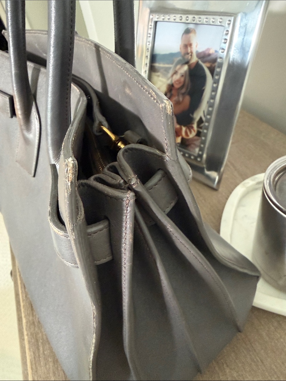 Saint Laurent Grey Leather Sac De Jour - Picture 13 of 13